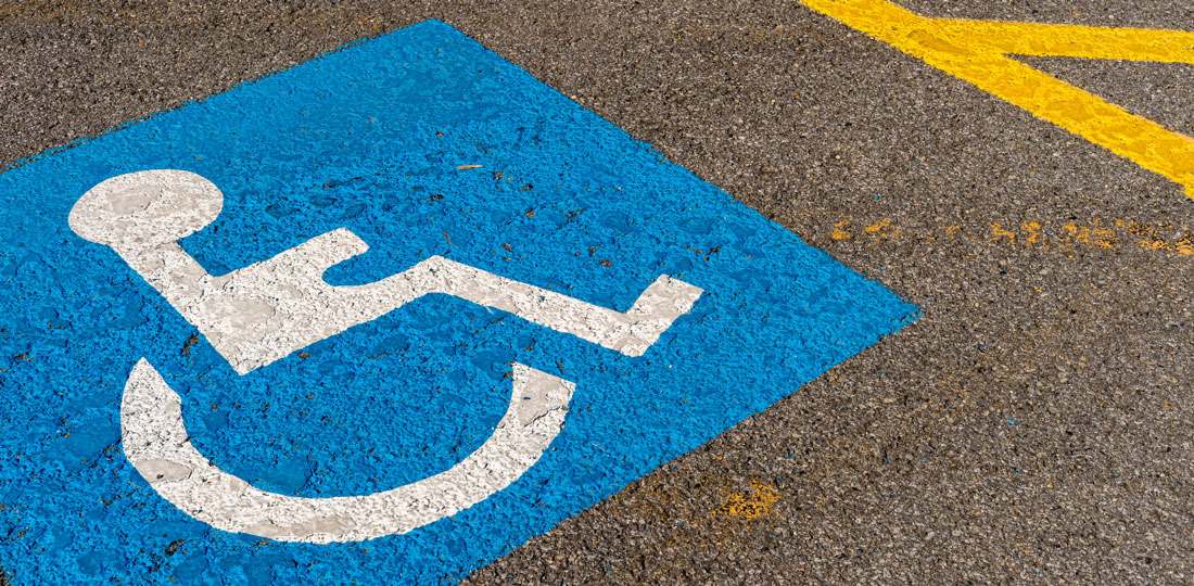A parking stall reserved for people with disabilities.
