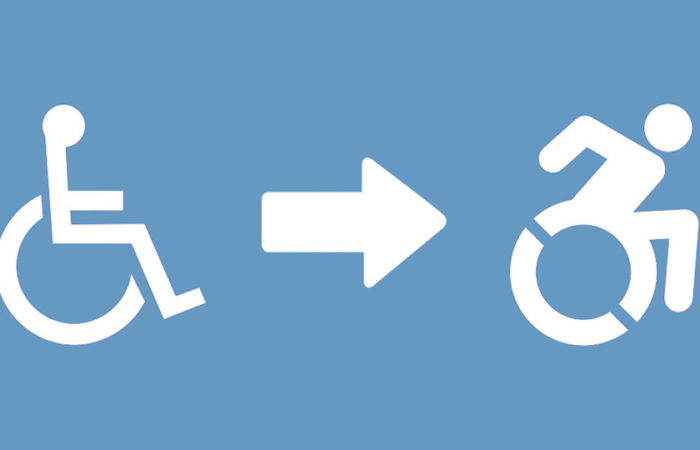 The International Symbol of Access (ISA) evolving into the Dynamic Symbol of Access (DSA). Illustration.